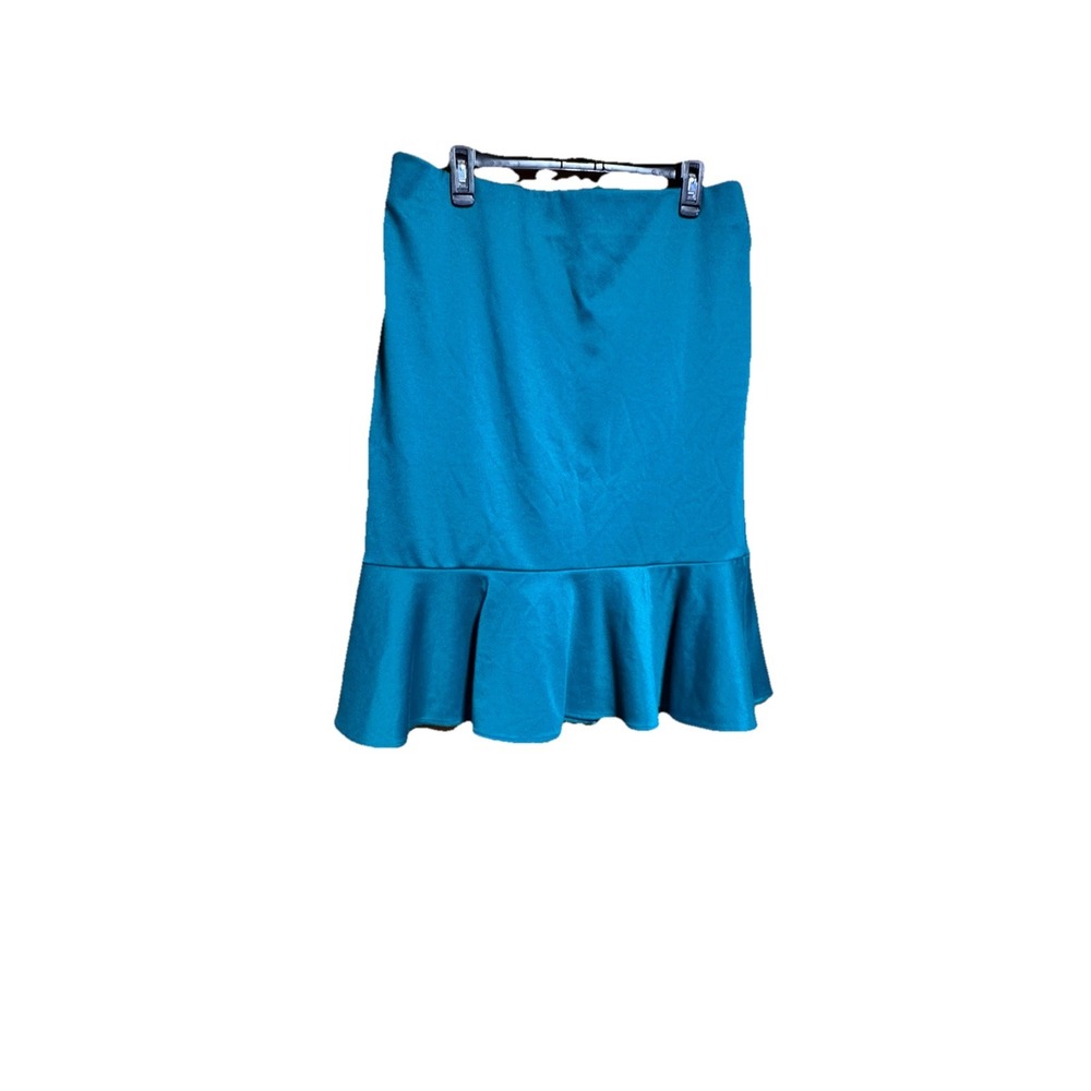 Bold Elements Skirt Ruffle Elastic Stretch Xl 27" Long NEW  Dark Teal‎ - Picture 3 of 8